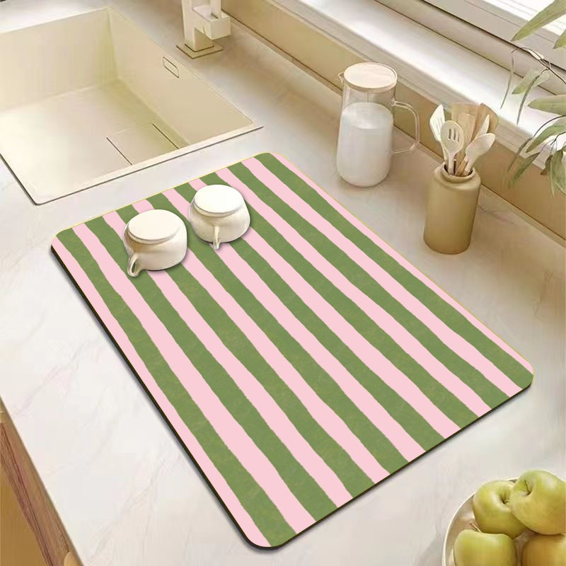 แผ่นรองจานลายทางสีชมพูเขียวสวย - Bar Mat Rubber บทวิจารณ์และราคา