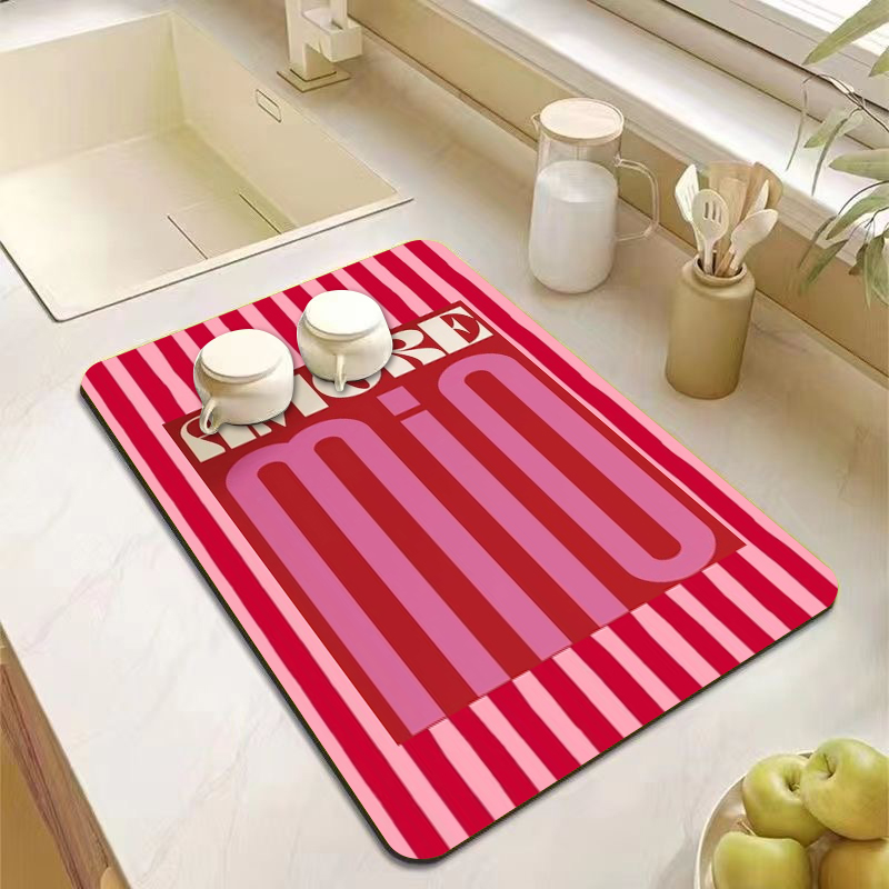 แผ่นรองจานลายทางสีชมพูเขียวสวย - Bar Mat Rubber บทวิจารณ์และราคา